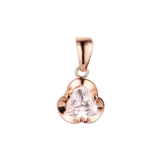 Solitaire clamped colorful CZ 14K Gold, Rose Gold, White Gold Pendant