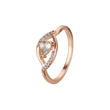 Anillos solitarios en forma de lágrima en dos tonos de oro rosa