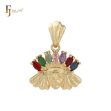 Indischer Häuptling bunter Marquise CZs 14K Gold Anhänger