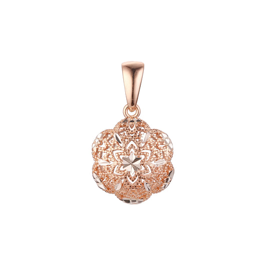 Flower kaleidoscope flower pendant of hexagram in Rose Gold two tone, 14K Gold plating colors
