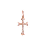Cluster white CZs 14K Gold, Rose Gold or White Gold Latin Cross Pendant