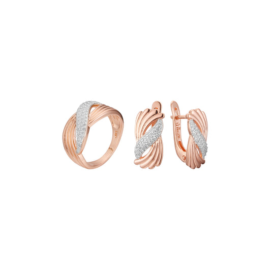 Conjunto de moda de dos tonos de oro rosa.