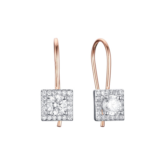 Wire hook earrings in Rose Gold, Rose Gold two tone plating colors
