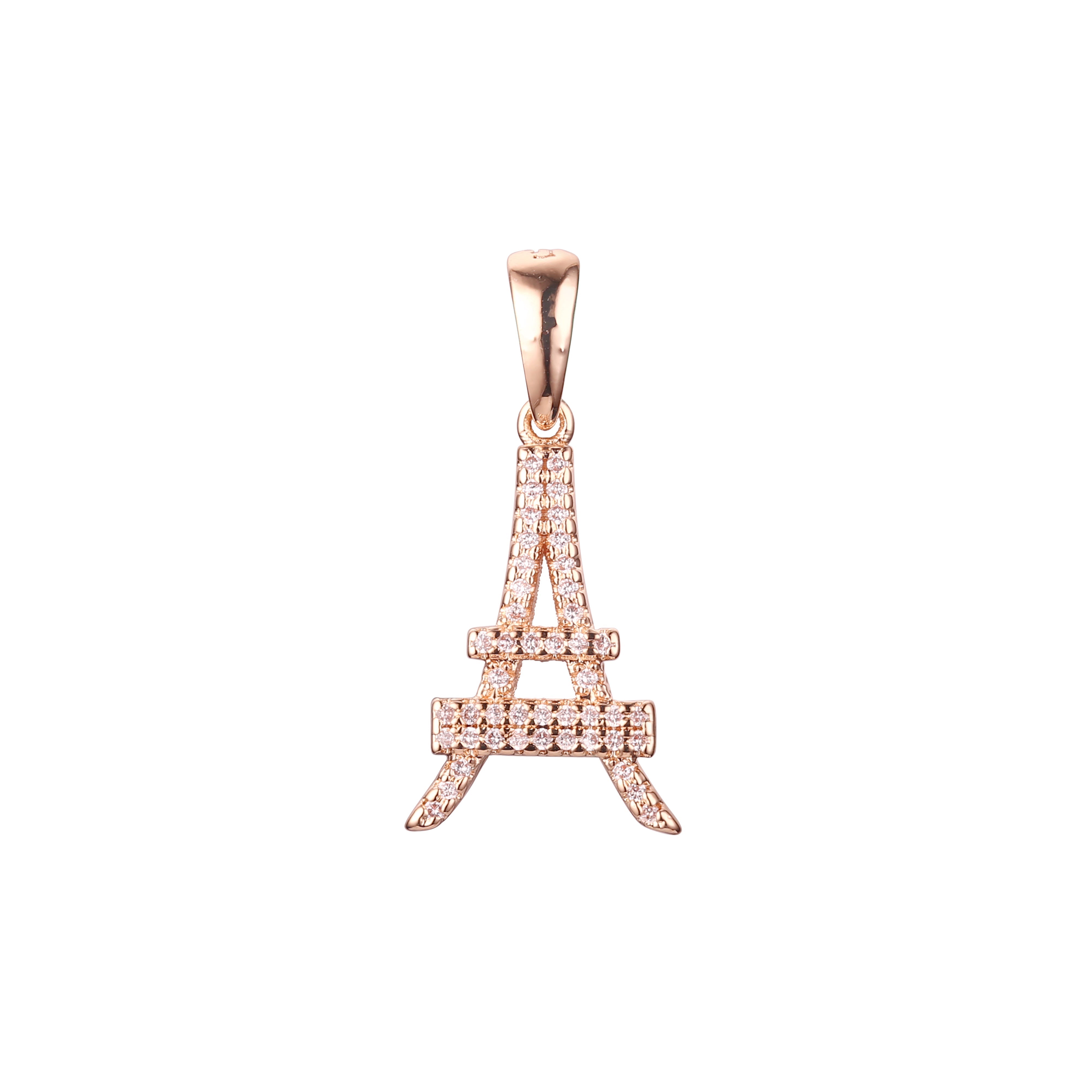 Eiffel Tower pendant in 14K Gold, Rose Gold, White Gold plating colors