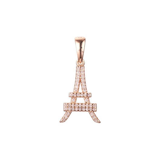 Eiffel Tower pendant in 14K Gold, Rose Gold, White Gold plating colors