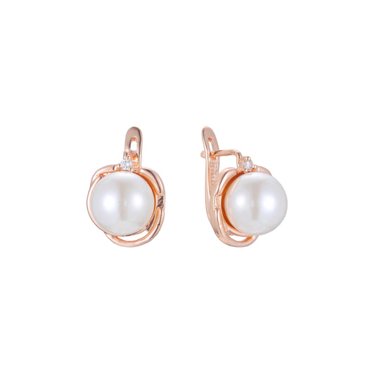 Pearl earrings in 14K Gold, Rose Gold plating colors