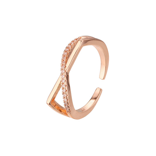 Open rings paving stones in 14K Gold, Rose Gold plating colors