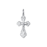 Budded Rose Gold Russian Orthodox Cross budded pendant