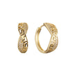 Greek key cluster huggie earrings in 14K Gold, Rose Gold plating colors