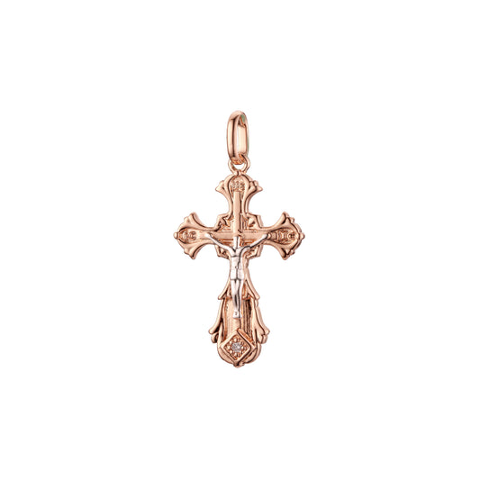 Maltese Eastern Orthodox Russian pendant in Rose Gold two tone, 14K Gold plating colors