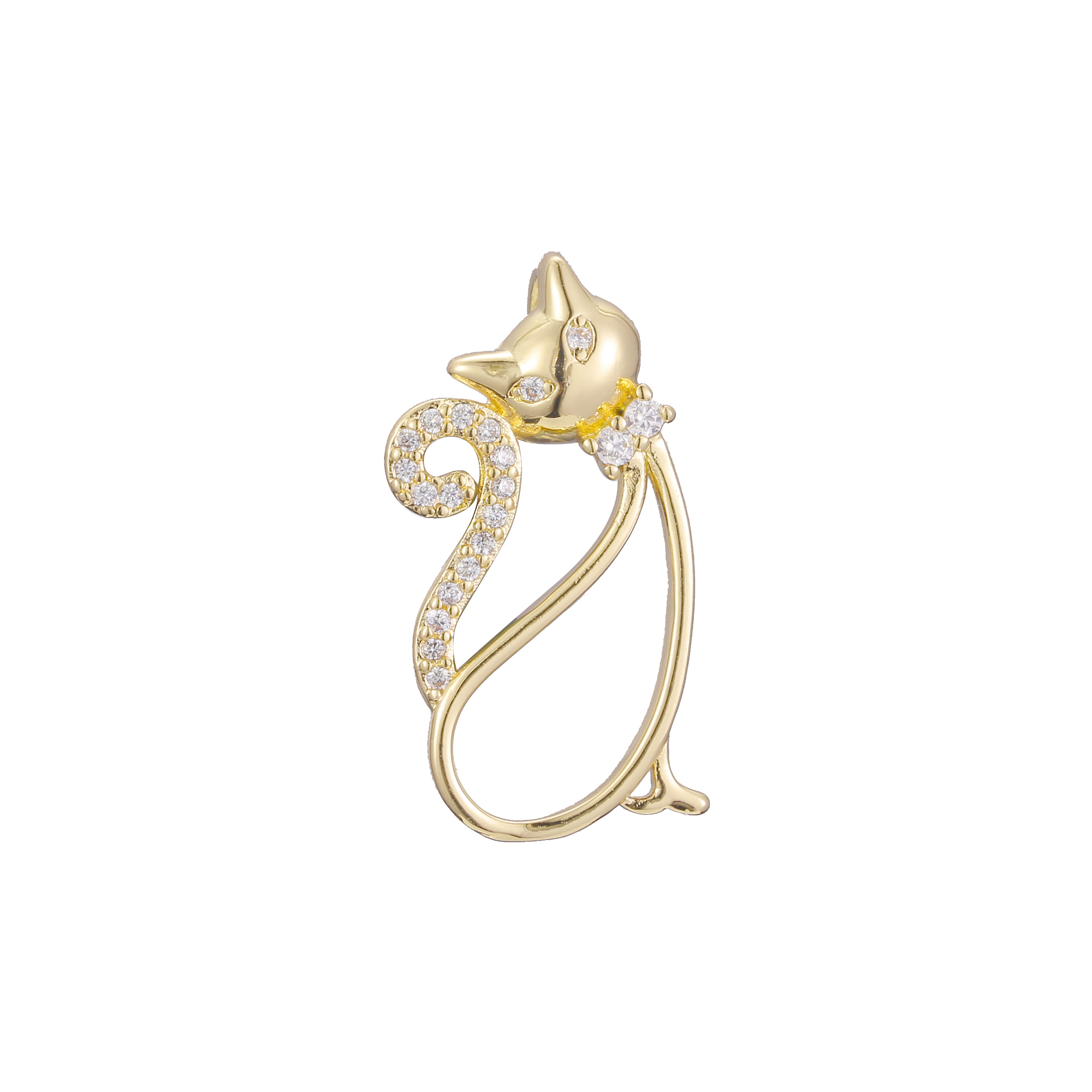 Cat animal pendant in Rose Gold, 14K Gold plating colors