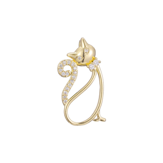 玫瑰金猫科动物吊坠，14K 镀金颜色