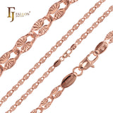 Hammered sunburst oval papaerclip 14K Gold, Rose Gold, White Gold fancy link chains