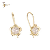 Серьги-крючки из проволоки из Красное золото 585 пробы с двухцветным покрытием