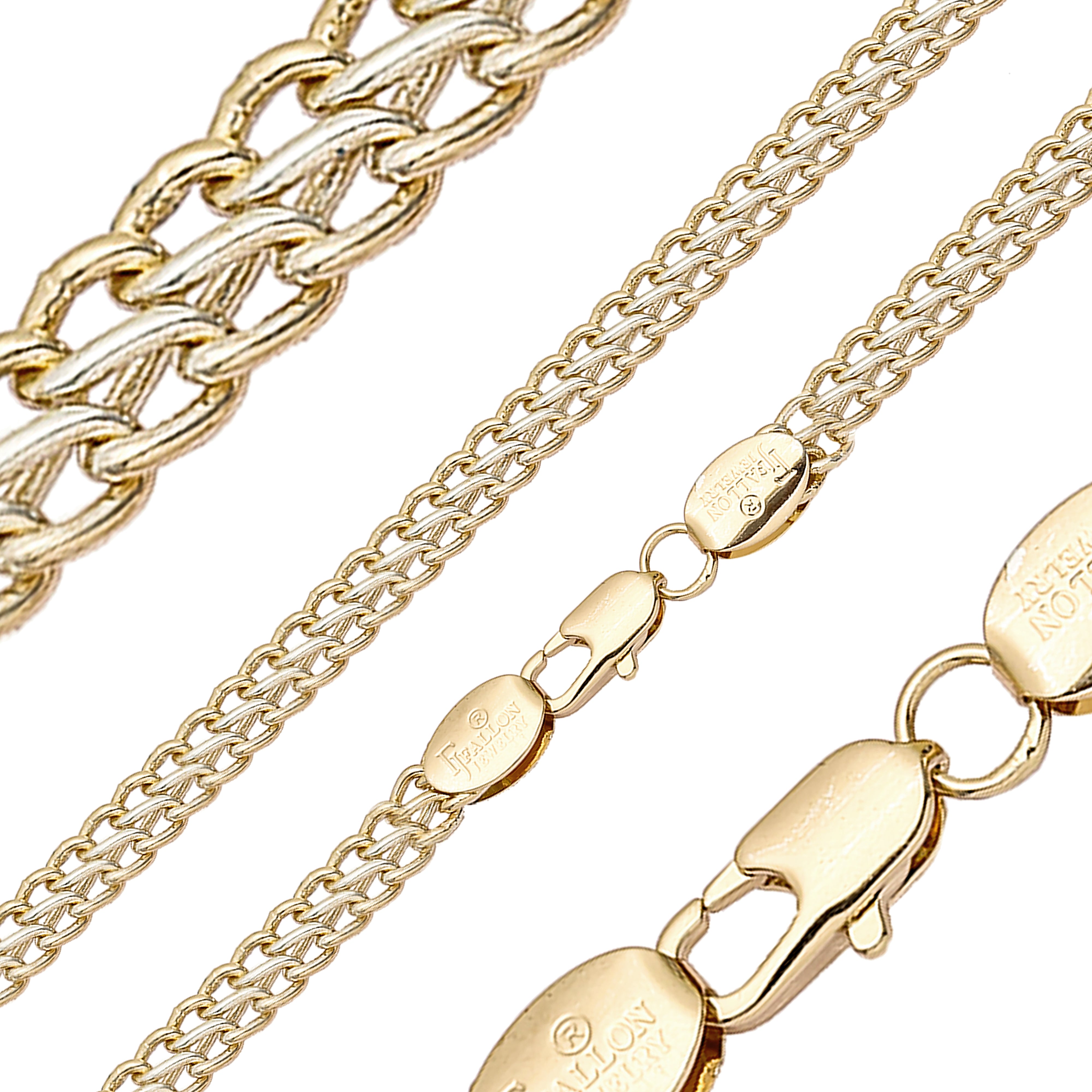 Cadenas de doble eslabón de cable chapadas en Oro 14K.