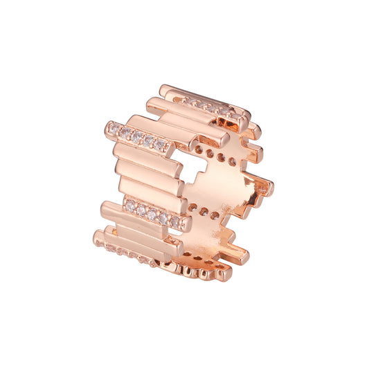 Cluster-Stapelringe in den Beschichtungsfarben 18 Karat Gold, Wei?gold, 14 Karat Gold und Ros¨¦gold