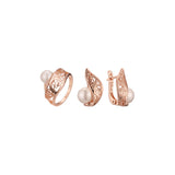 Conjunto de filigrana renacentista de perlas de oro rosa