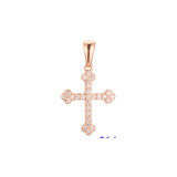 Cluster white CZs 14K Gold, Rose Gold or White Gold Latin Cross Pendant
