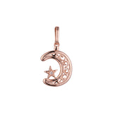 Star and Crescent moon Islamic Rose Gold, 14K Gold two tone, White Gold pendant
