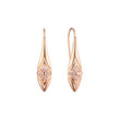 Long tall solitaire white CZ Rose Gold wire hook earrings