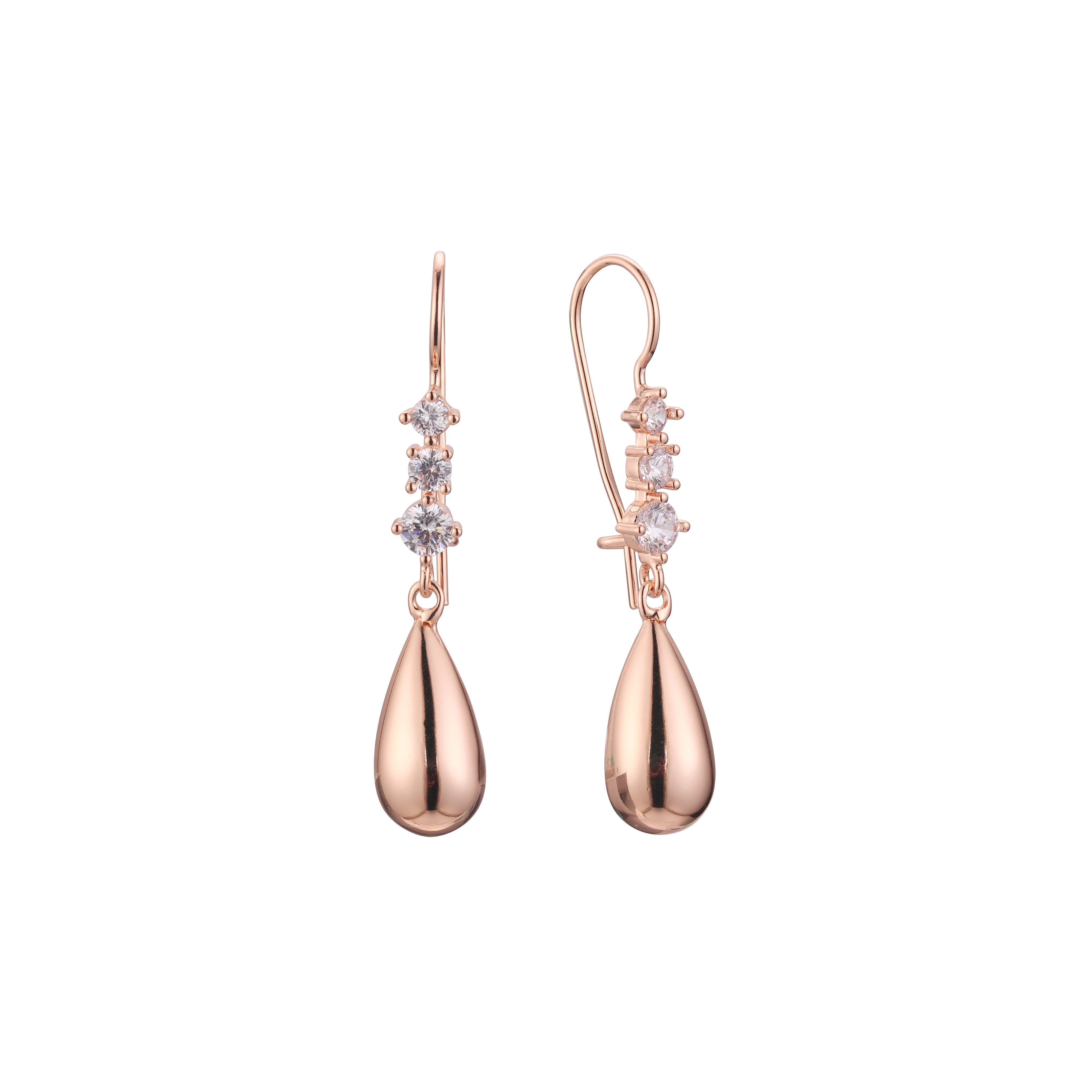 Brincos de gancho de arame em ouro 14K, cores banhadas a ouro rosa
