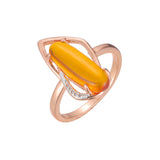 Rose Gold two tone solitaire giant orange stone rings