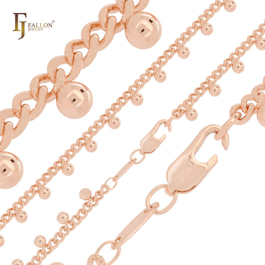 Perlen kubanische Alternative Fancy Link 14K Goldketten