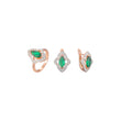 Rose Gold two tone solitaire emerald set with double layers paving stones