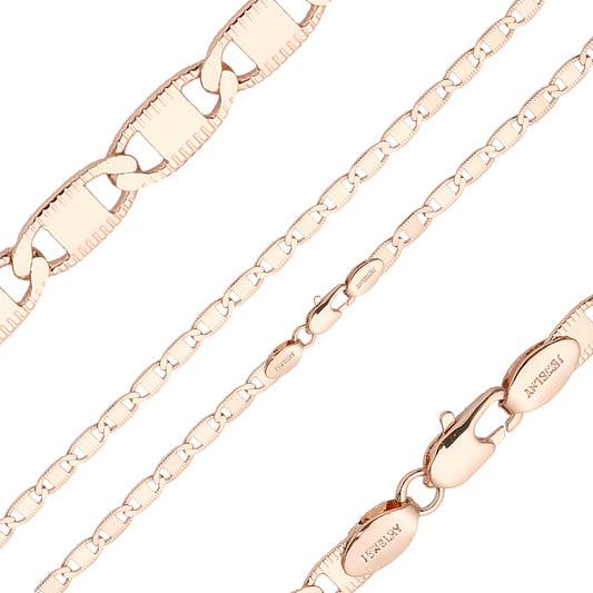 镀 14K 金、18K 金的 Mariner 链节锤打链