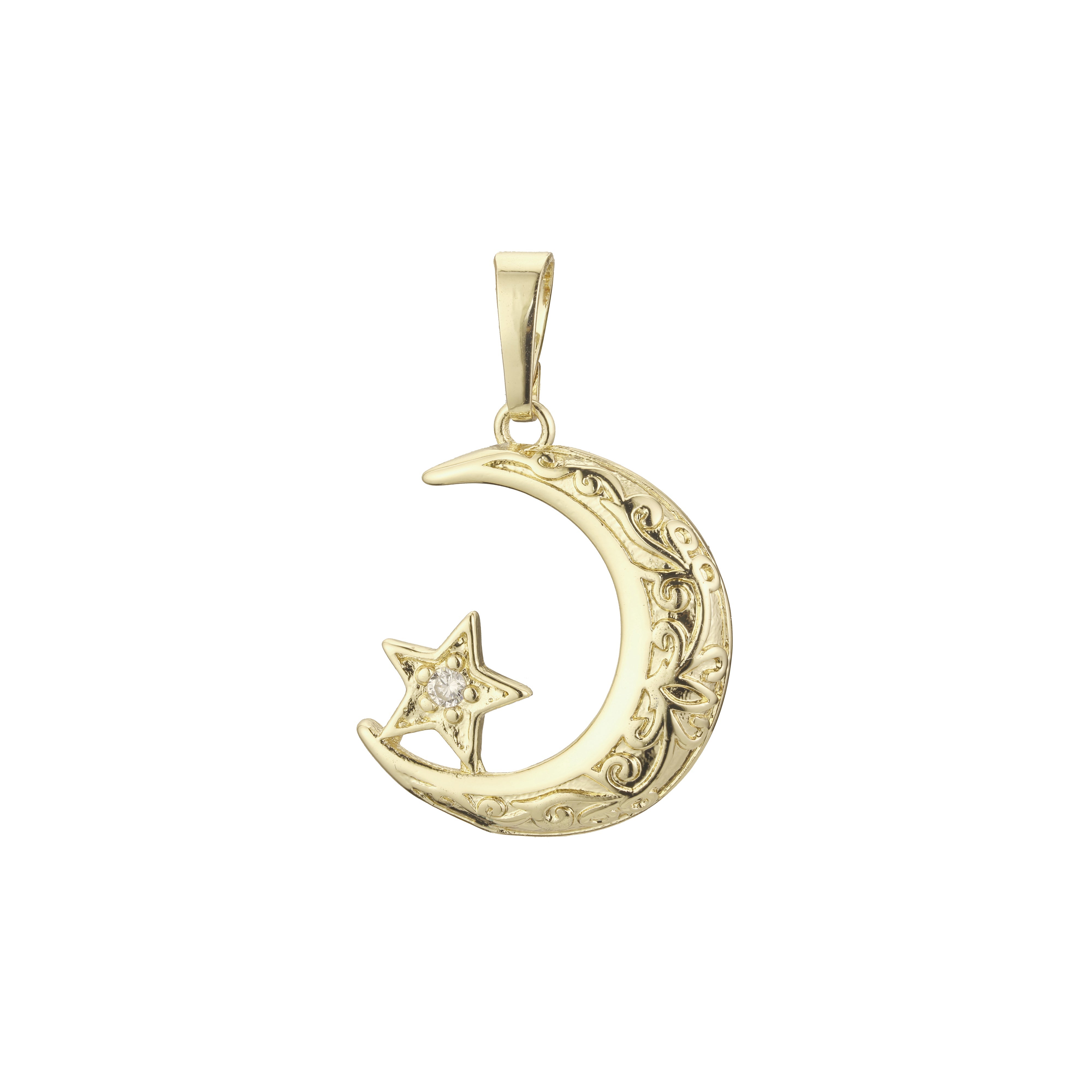 Islamic Star and crescent Pendant in Rose Gold, 14K Gold plating colors