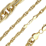 Correntes de corda marteladas banhadas em ouro 18K, ouro 14K, ouro rosa
