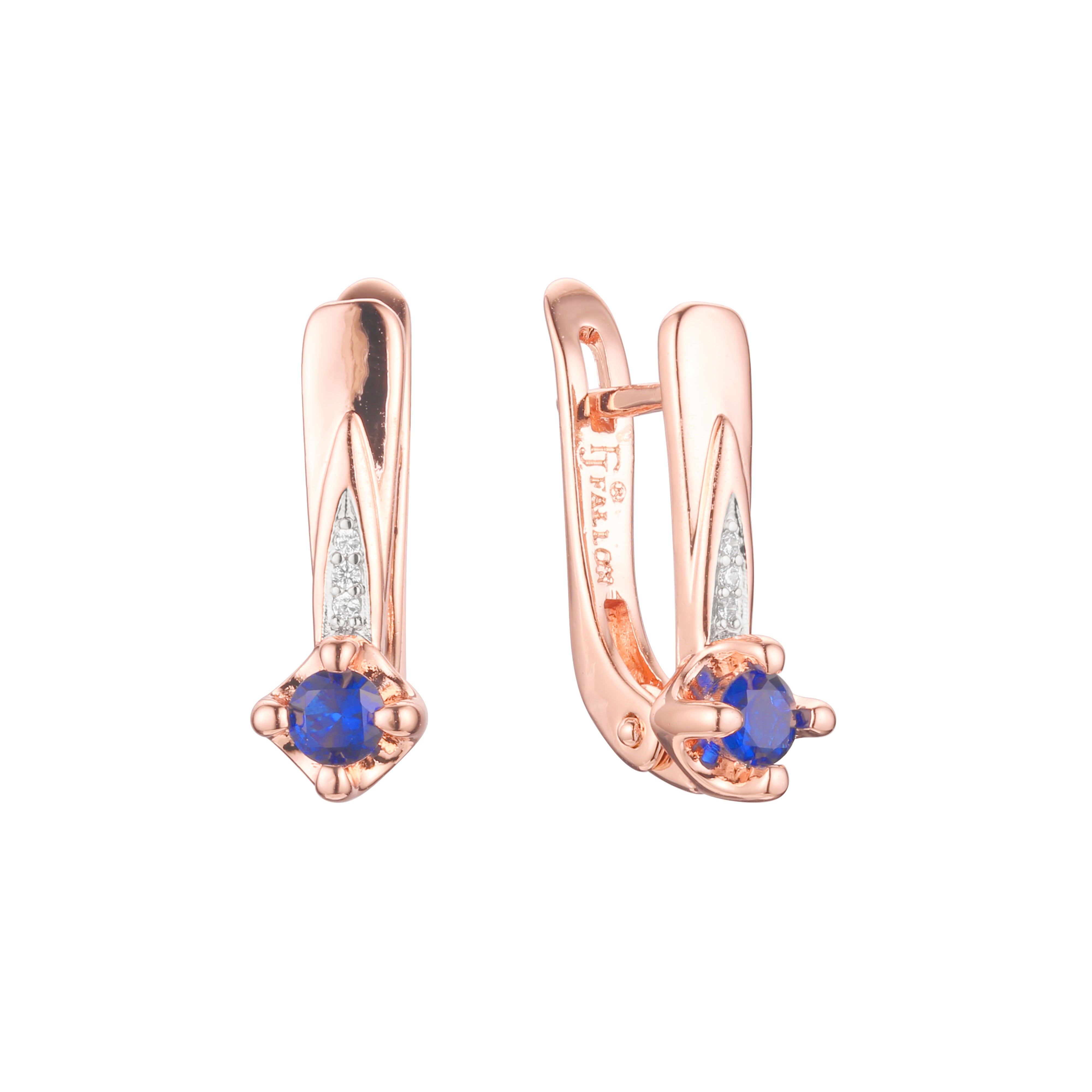 Cluster CZ und Solitär 14K Gold, Roségold, zweifarbige Ohrringe