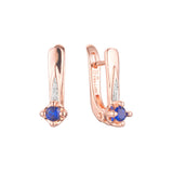 Cluster CZ und Solitär 14K Gold, Roségold, zweifarbige Ohrringe