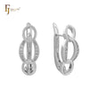 Lock ring interlocking paved white CZs Rose Gold, White Gold Earrings