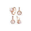 .Conjunto minimalista de flores de pérola solitária banhado em ouro 18K, ouro rosa