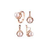 .Conjunto minimalista de flores de pérola solitária banhado em ouro 18K, ouro rosa