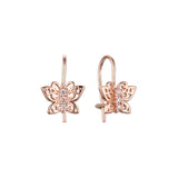 Butterfly Child Wire Hook Earrings – Rose Gold Plated CZ Kids Jewelry | Cute Filigree Design by FJ