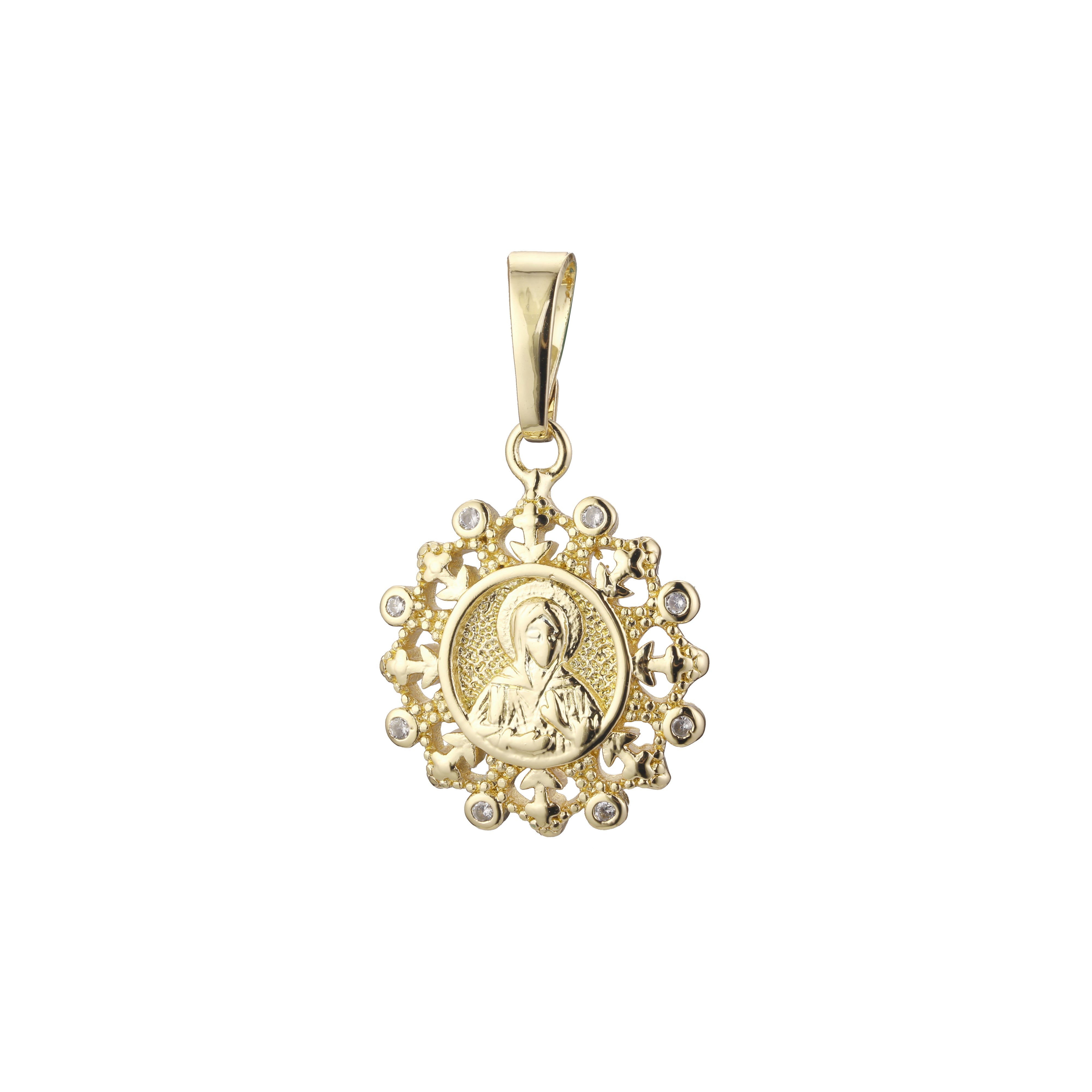 Saint Matrona 玫瑰金吊坠，14K 镀金颜色