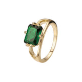 Solitaire emrald cut stone plain design rings in 18K Gold, 14K Gold, Rose Gold plating colors
