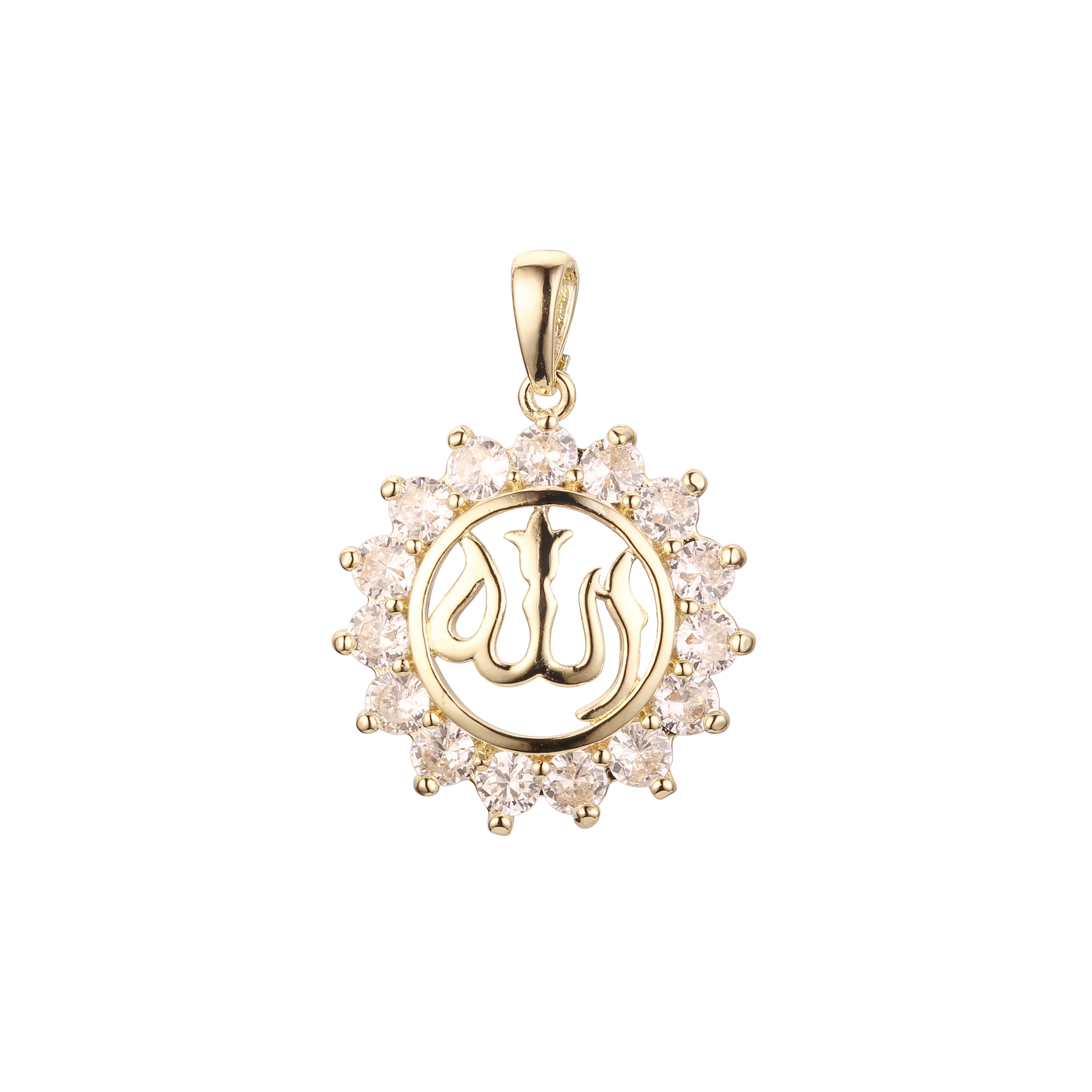 Islamic Allah pendant in 14K Gold, Rose Gold, 18K Gold plating colors