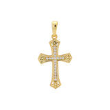 Cluster white CZs Rose Gold, 14K Gold Latin Cross Pendant
