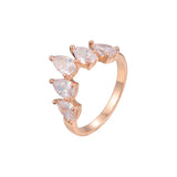 Rose Gold five teardrop stones rings