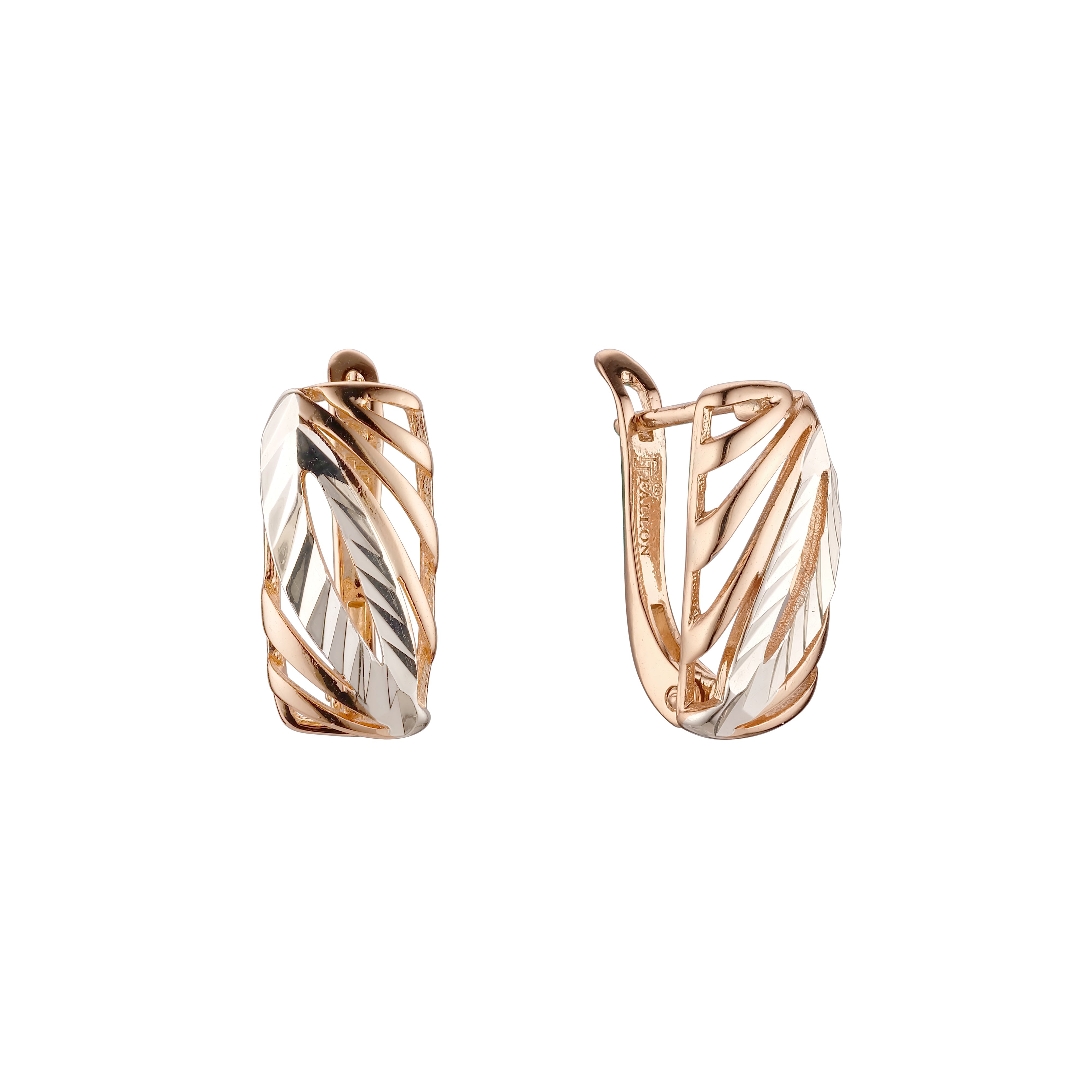 Pendientes en Oro Rosa, baño de dos colores
