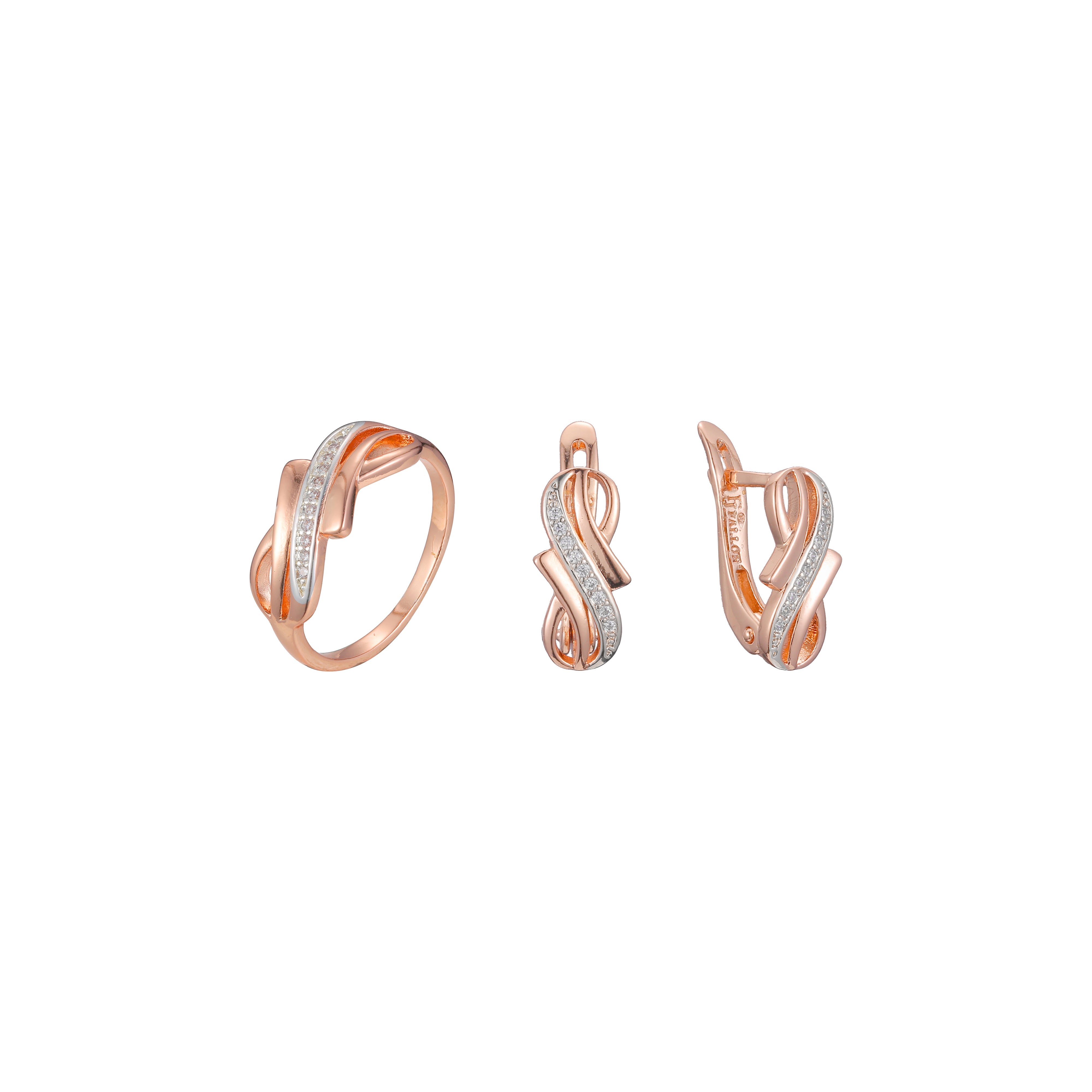 Rose Gold two tone criss-crossing ribbon set