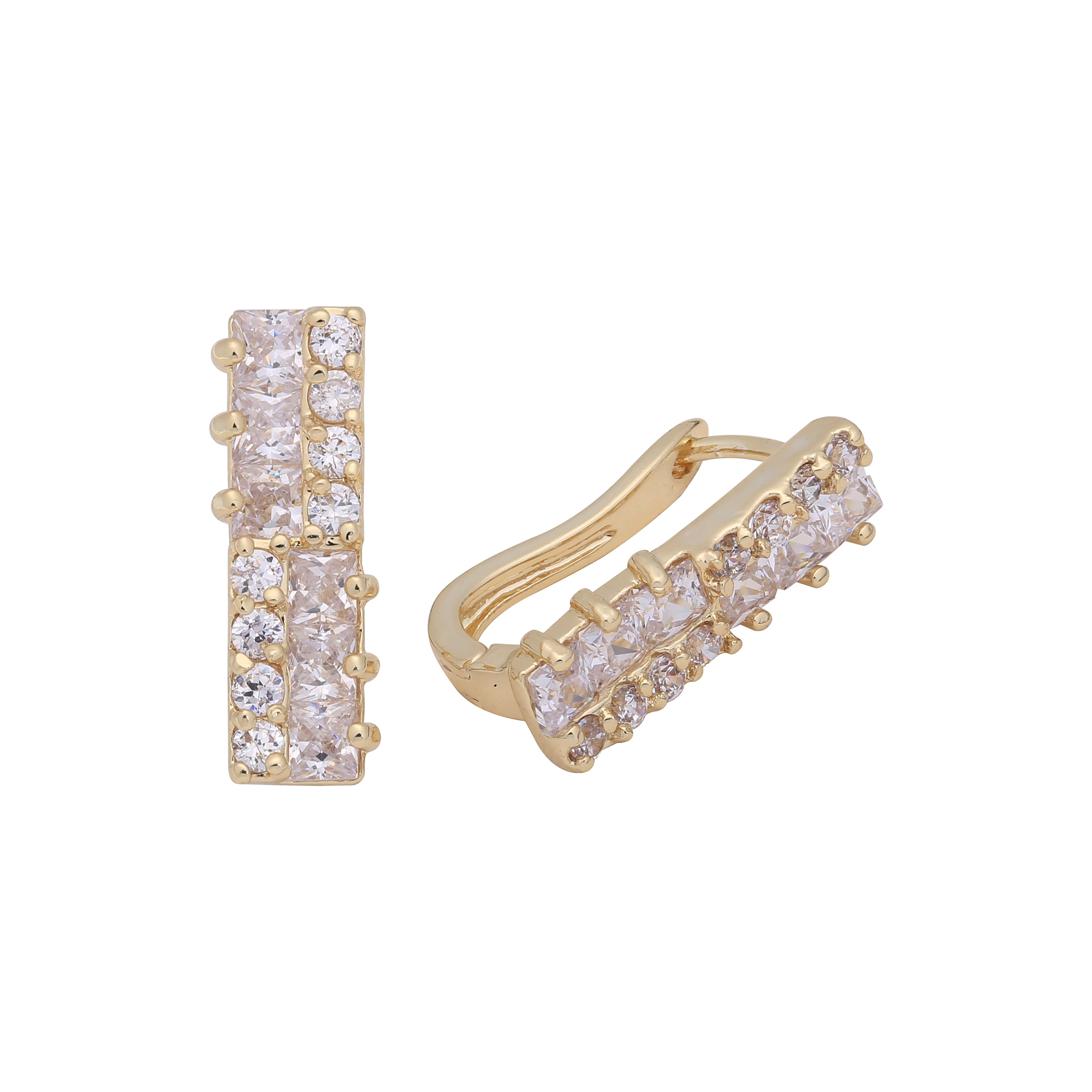 Aretes de CZ cúbicos blancos pavimentados en racimo