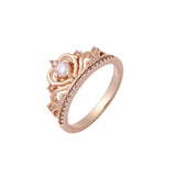 Heart paved white CZs 14K Gold, Rose Gold Crown rings
