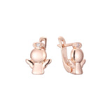 Aretes bebé ángel niño en Oro 14K, Oro Rosa, baño en dos colores