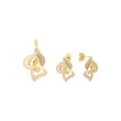Conjunto de joias com pingente de ouro 14K pavimentado com sinos de fita