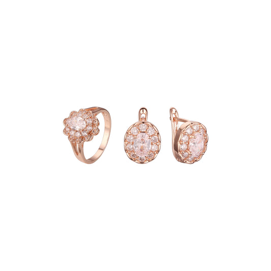 Conjunto de racimo de halo de oro rosa