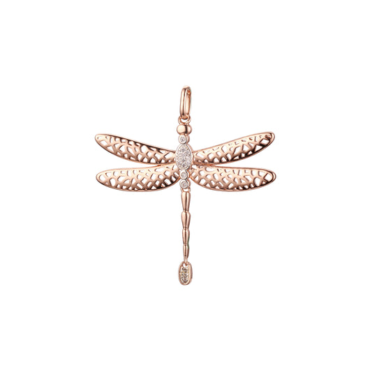 Colgante animal de Oro rosa en 2 colores con piedra Blanca